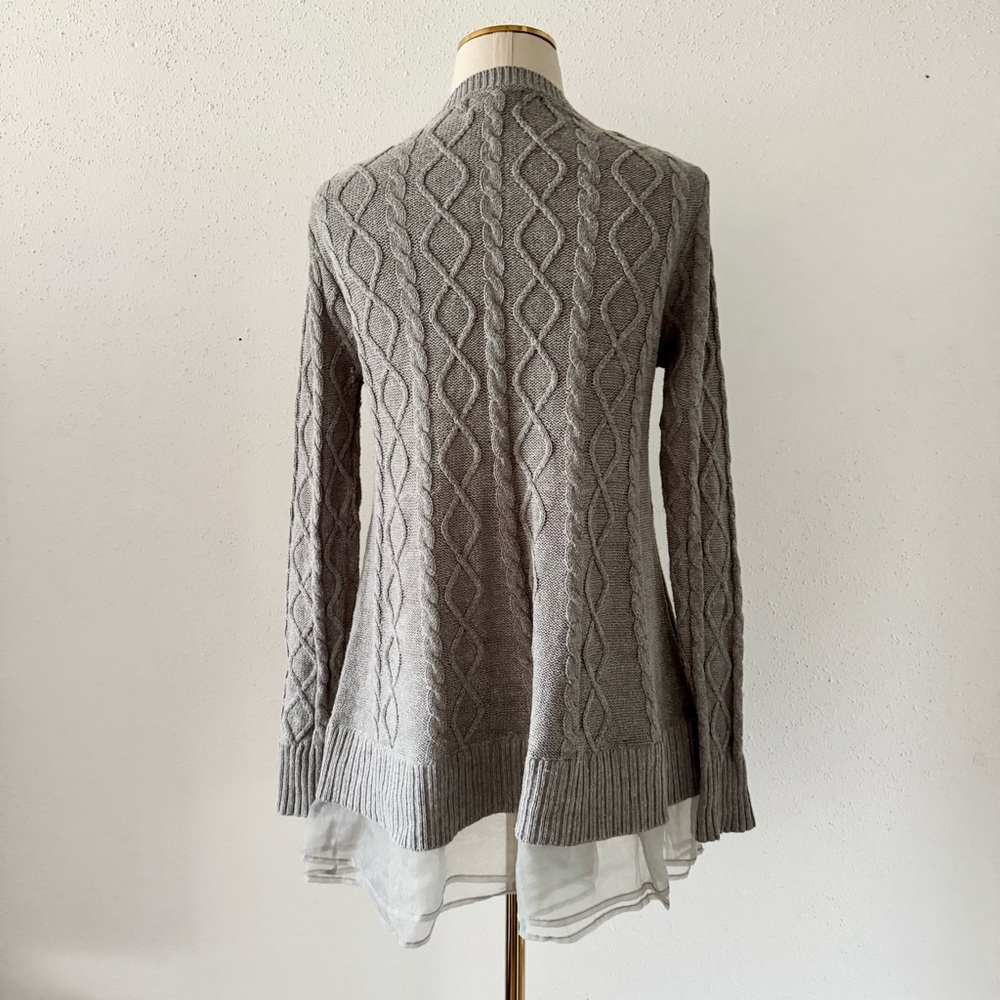 MILITARY HIPPIE Cable Knit Sweater Tunic Grey Layered Women's Size Small/Medium - Picture 6 of 7